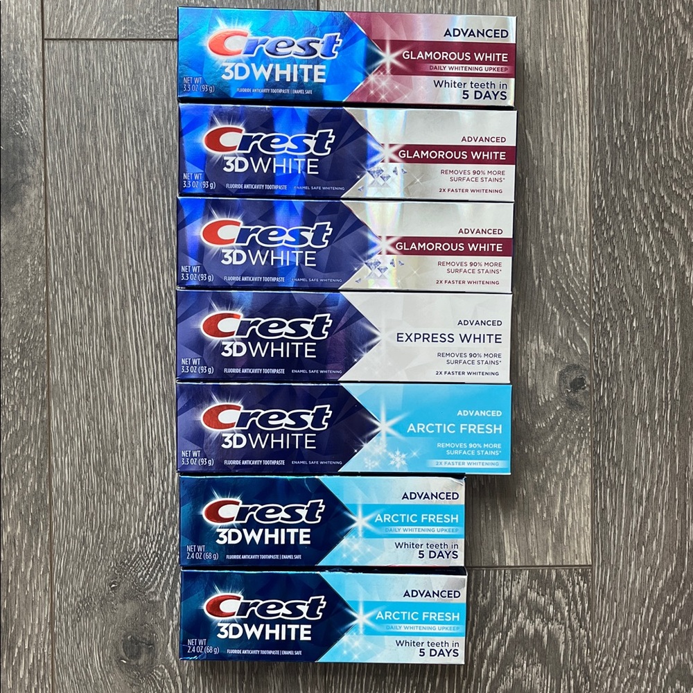 Lot of 7 UNOPENED Crest 3D White Advanced Toothpastes